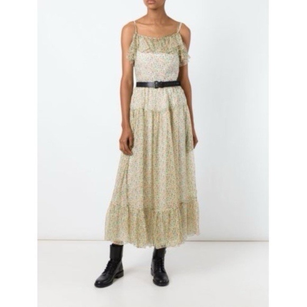 Saint Laurent Paris Peasant Silk Yellow Floral Midi Dress New Sz EU40 $5550 MSRP - Picture 1 of 13